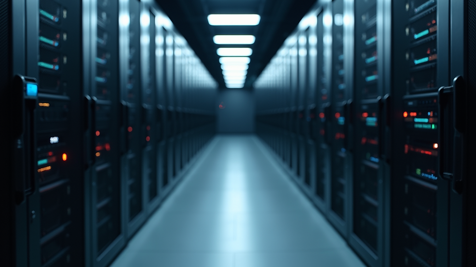 Eye-level view of a server rack in a data center