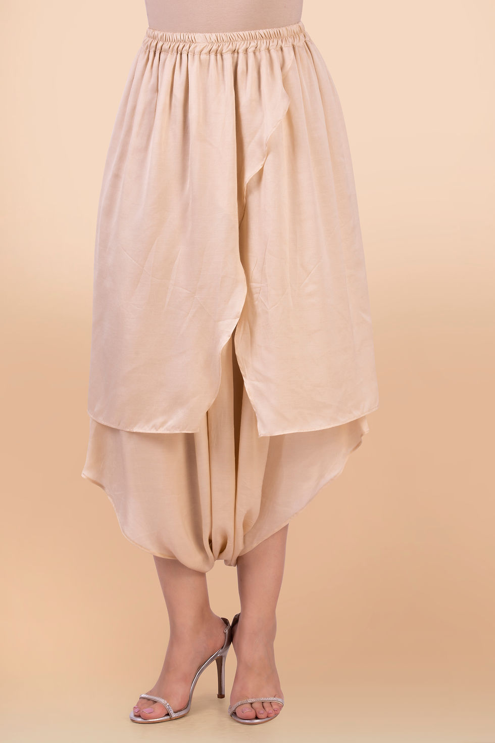 Thumbnail: Wabi Sabi asymmetry long jacket with double layered dhoti