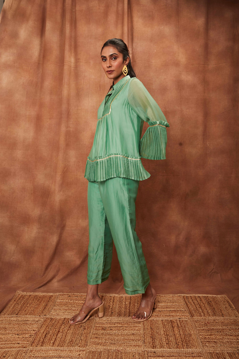 Thumbnail: Ethral Pleats Yoke Eligant Flaunting Top With Straight Pants