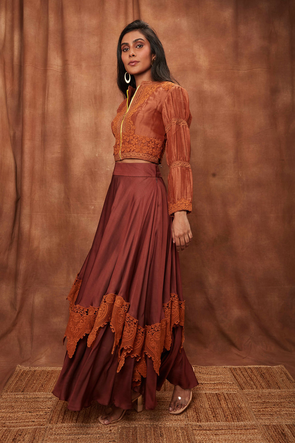 Thumbnail: Ethral Silk Organza Top with Modal Silk Skirt - SET 2