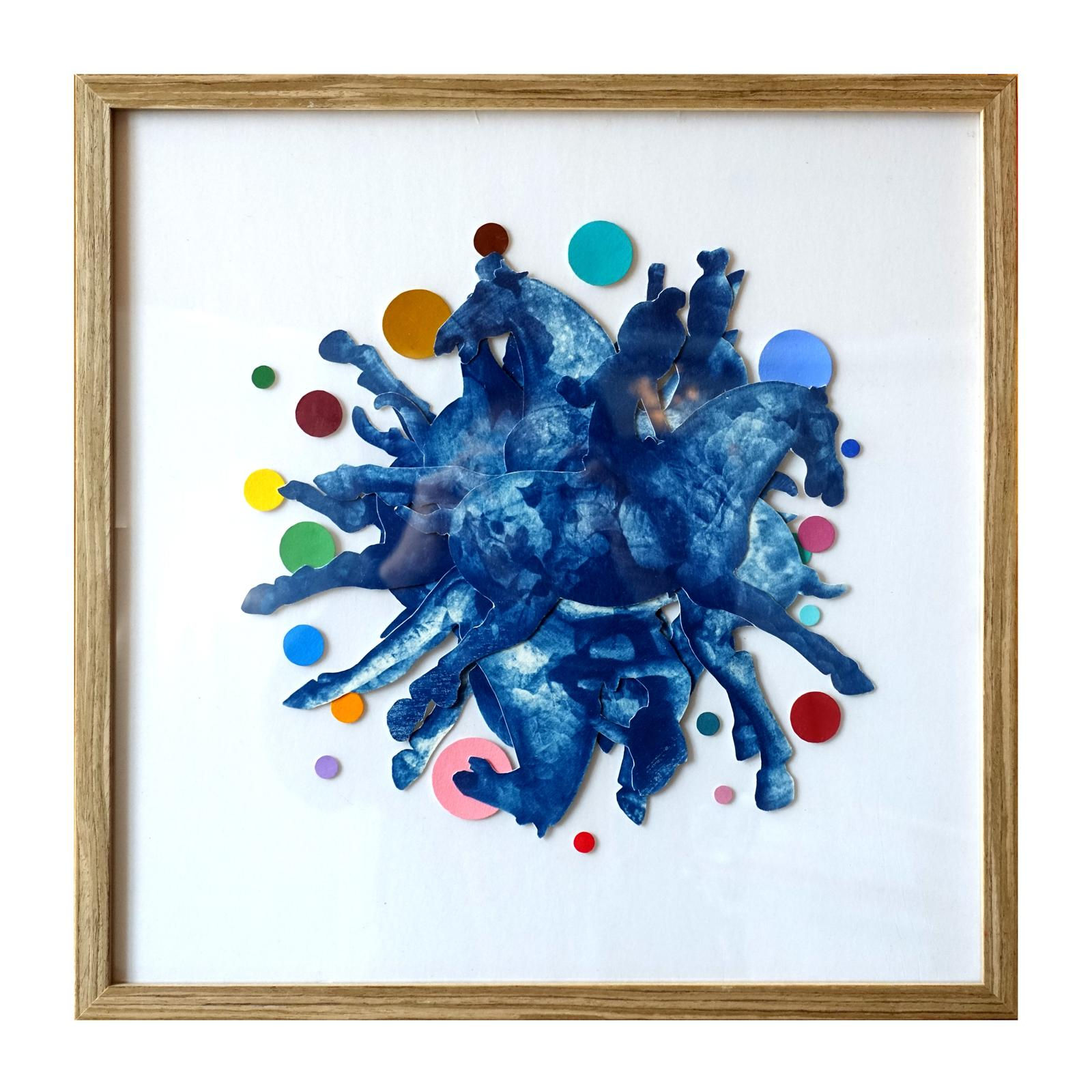 Joueuses de polo fantastique/40x40cm /peinture &cyanotype/2025