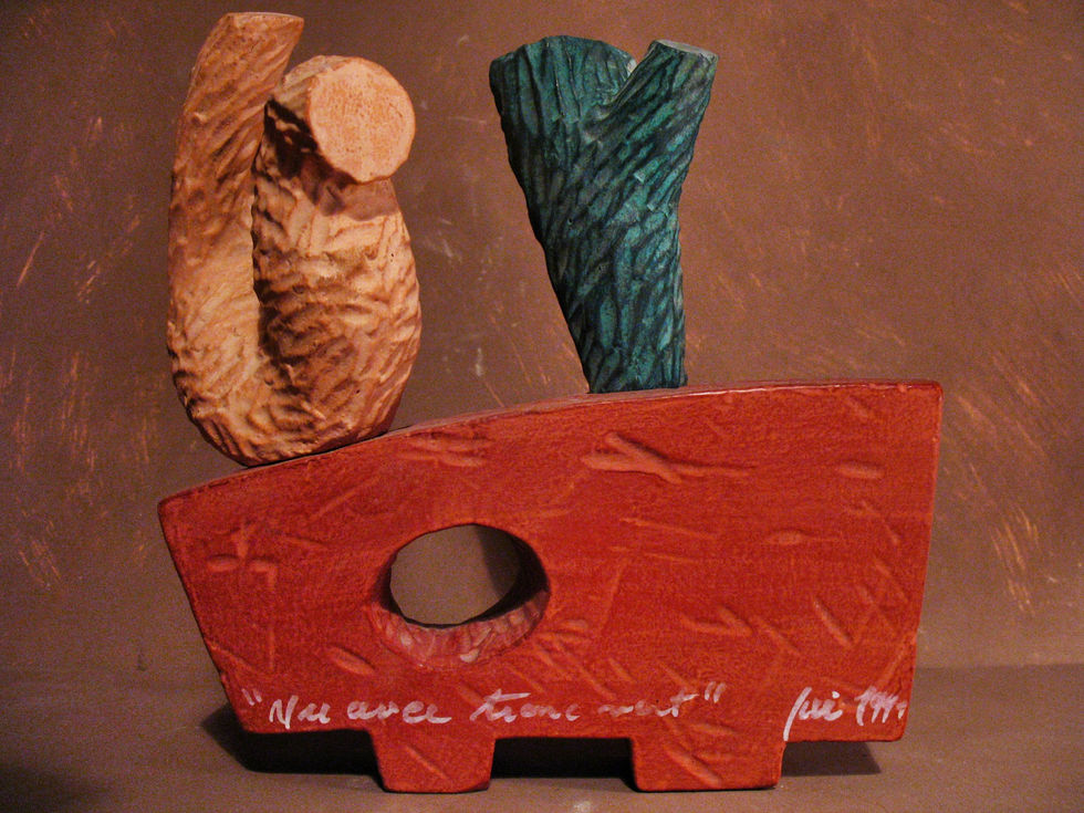 1991nu avec tronc vert platre peint + - 20cm