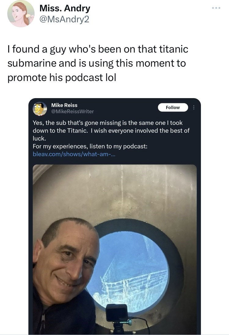 Titanic 2: Electric Boogaloo': Twitter Reacts To Missing Submarine Full of Titanic-Exploring Tourists - Memebase - Funny Memes Photo: Twitter