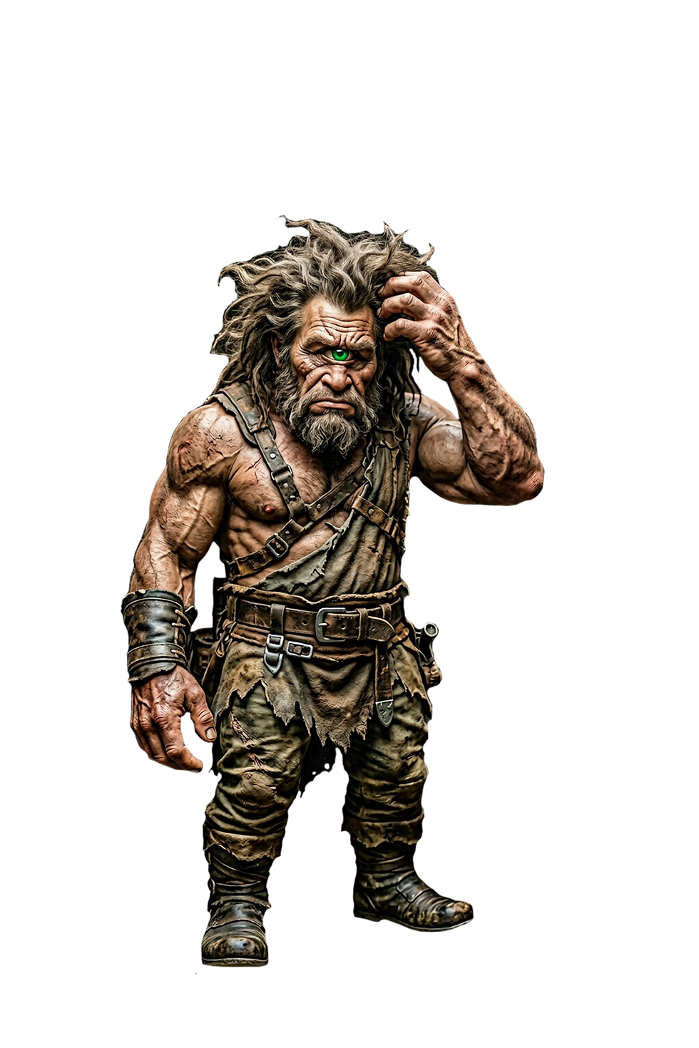 Cyclops giant custom wall art with wild hair and armor