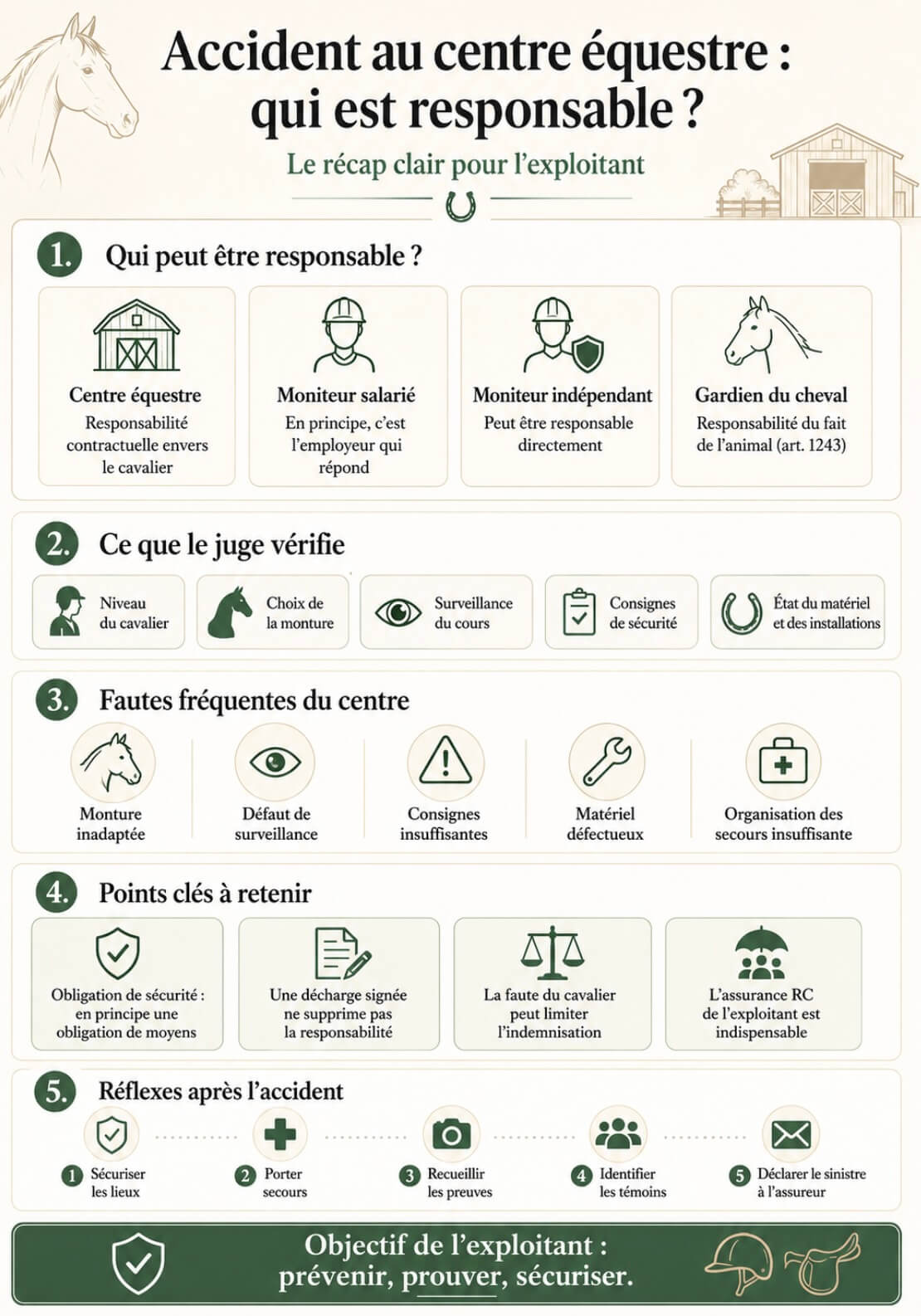 qui est responsable lors d'un accident en centre équestre ?
