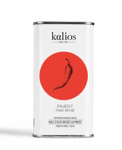 Huile d’olive au piment Infusée au piment frais -250ml - Kalios