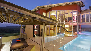 Kitchen with outdoor pool view