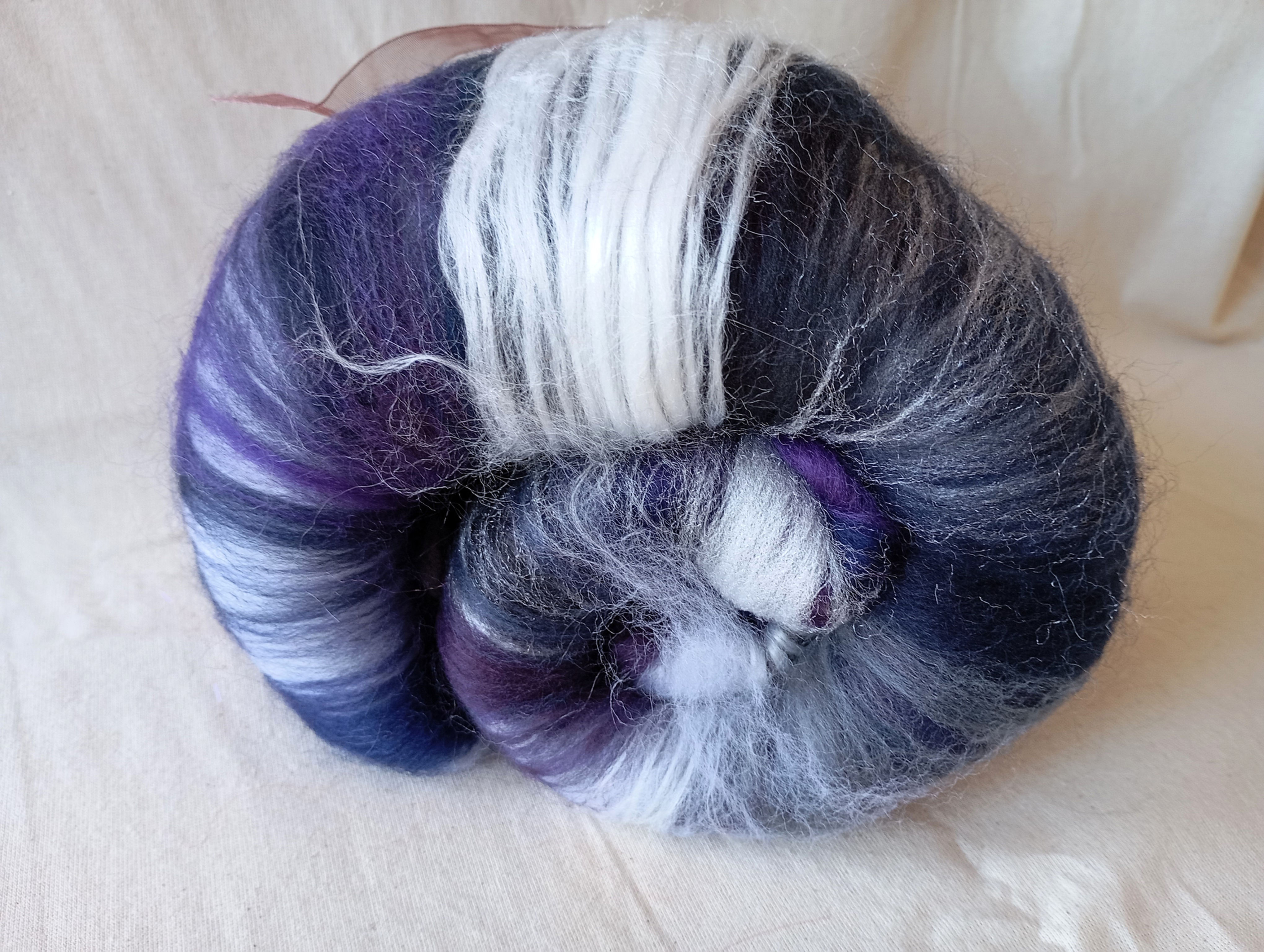 Night Sky fibre batt, blues, greys, purples for spinning, felting