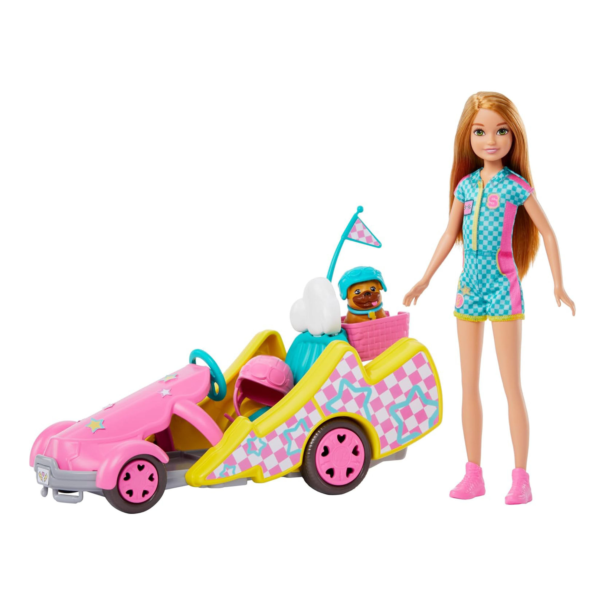 Barbie Búp Bê Stacie Racer Doll with Go-Kart Toy Car