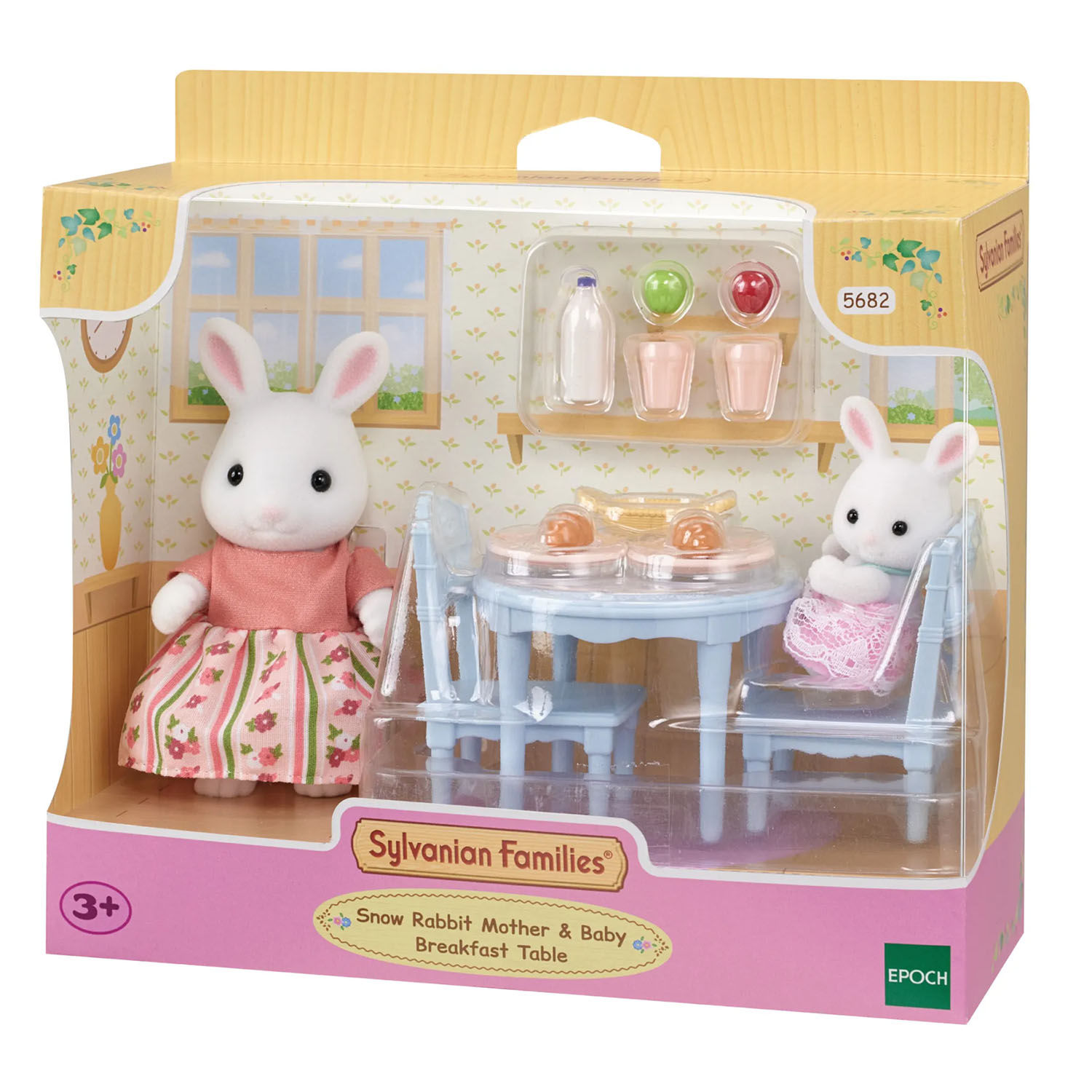 Đồ Chơi Sylvanian Families Snow Rabbit Mother and Baby Breakfast Table