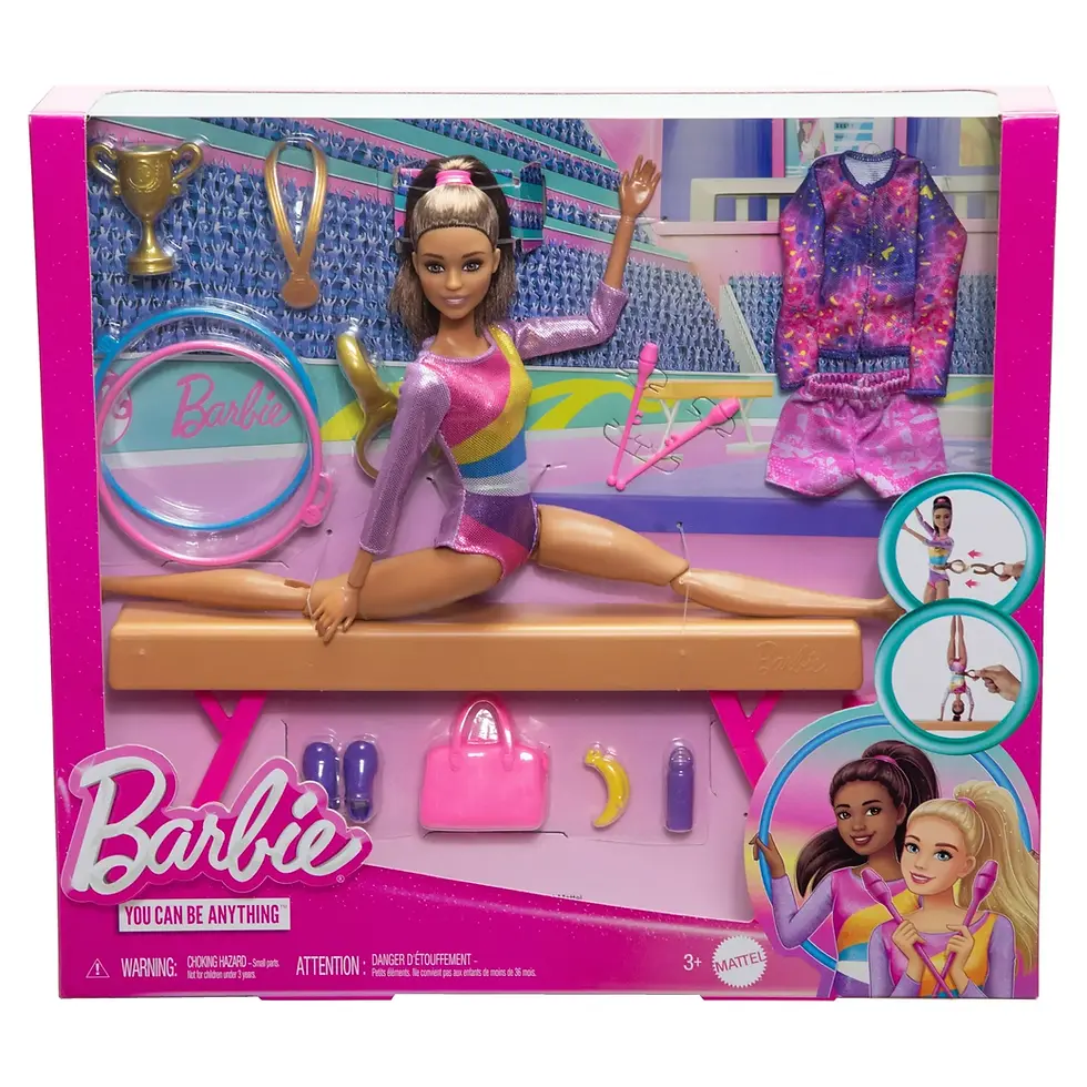Thumbnail: Búp Bê Barbie Gymnastics Playset Blonde Brunette