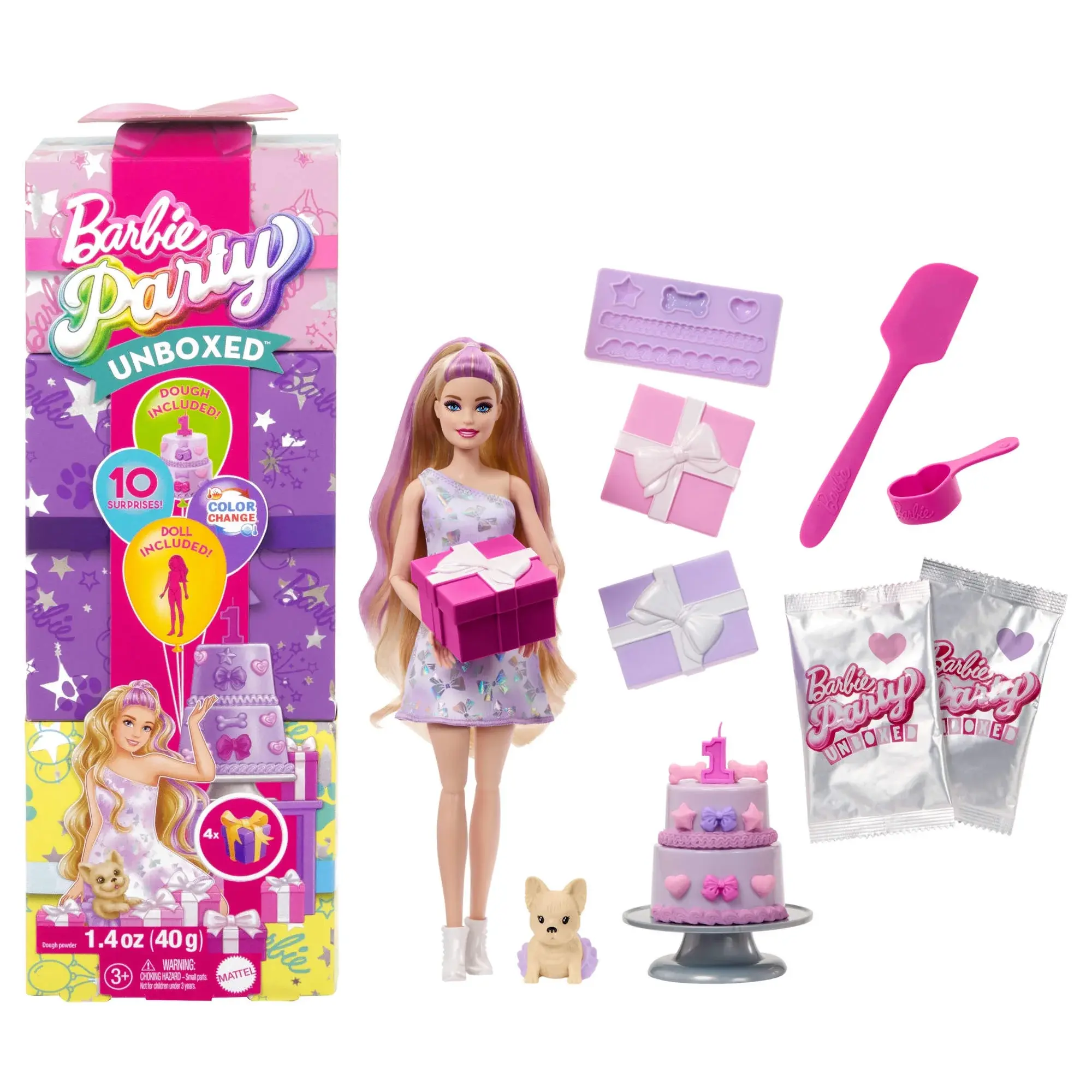 Búp Bê Barbie Party Unboxed Pet Birthday Series