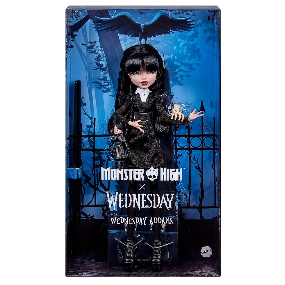 Thumbnail: Búp Bê Monster High x Wednesday Addams in Black Dress with Thing