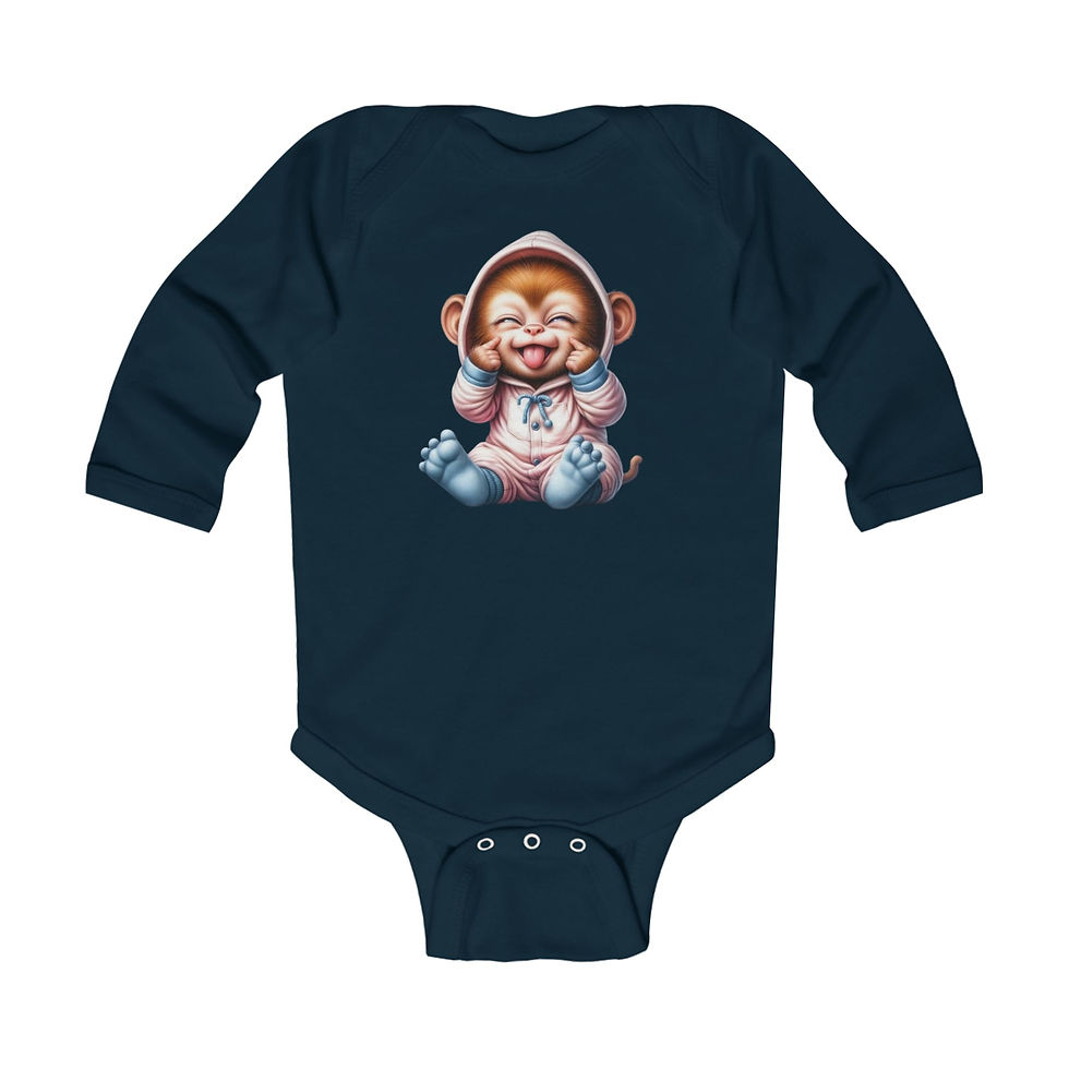 Thumbnail: Smiling Monkey Long Sleeve Onesie