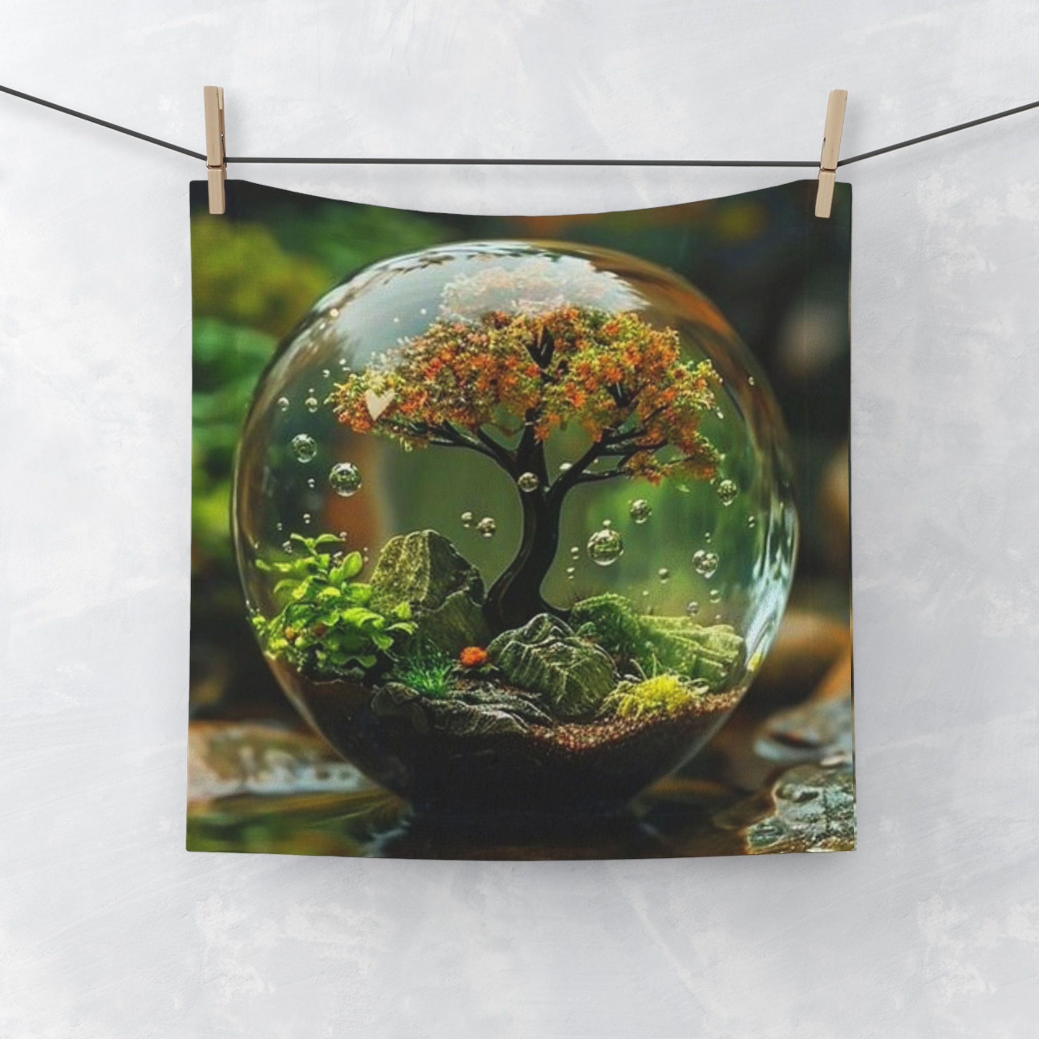 Miniature Terrarium Face Towel