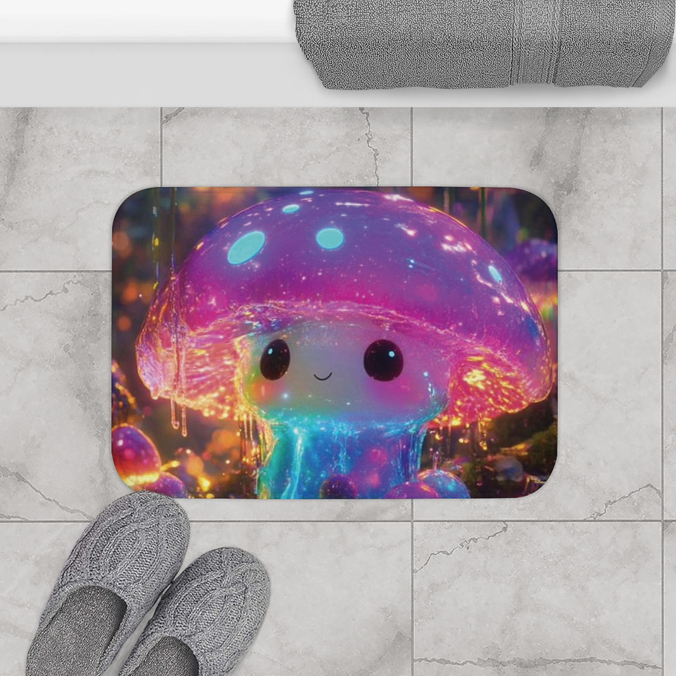 Thumbnail: Cute Neon Jellyfish Bath Mat 