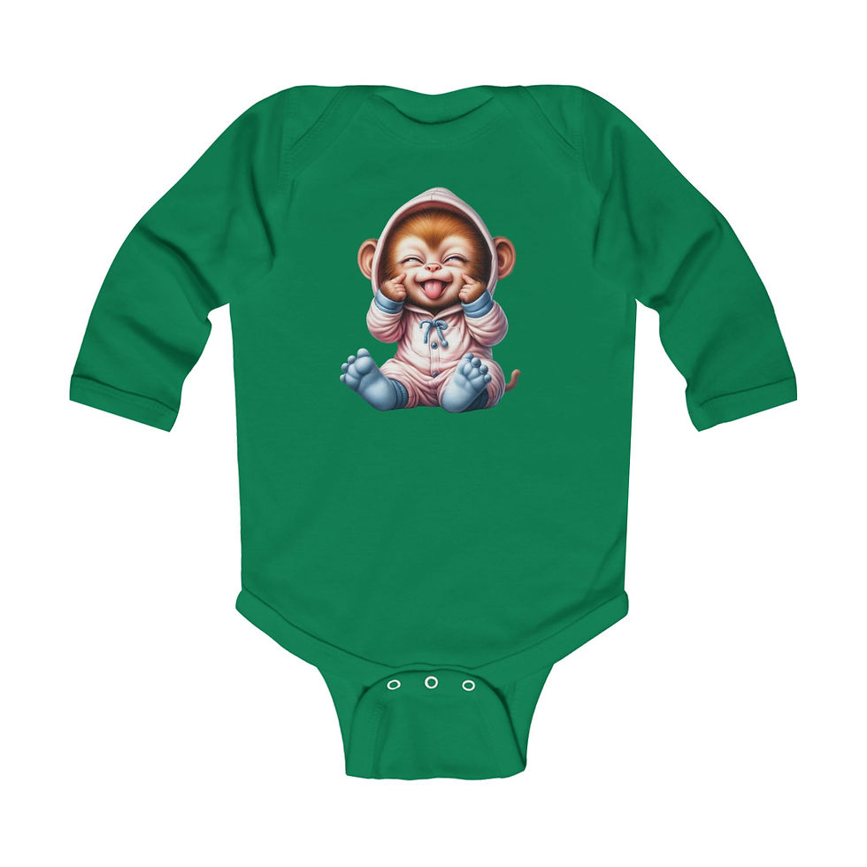 Thumbnail: Smiling Monkey Long Sleeve Onesie