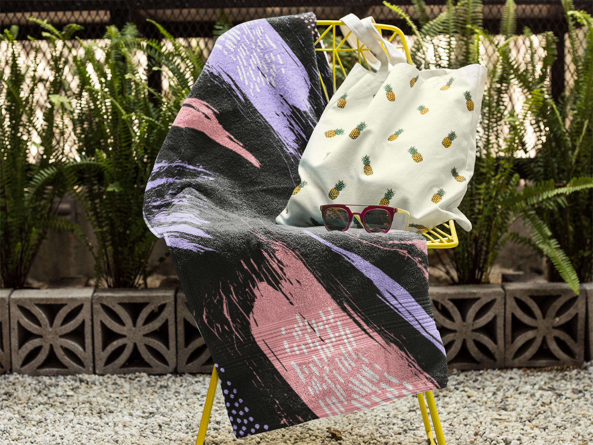 Pink & Blue Abstract Towel