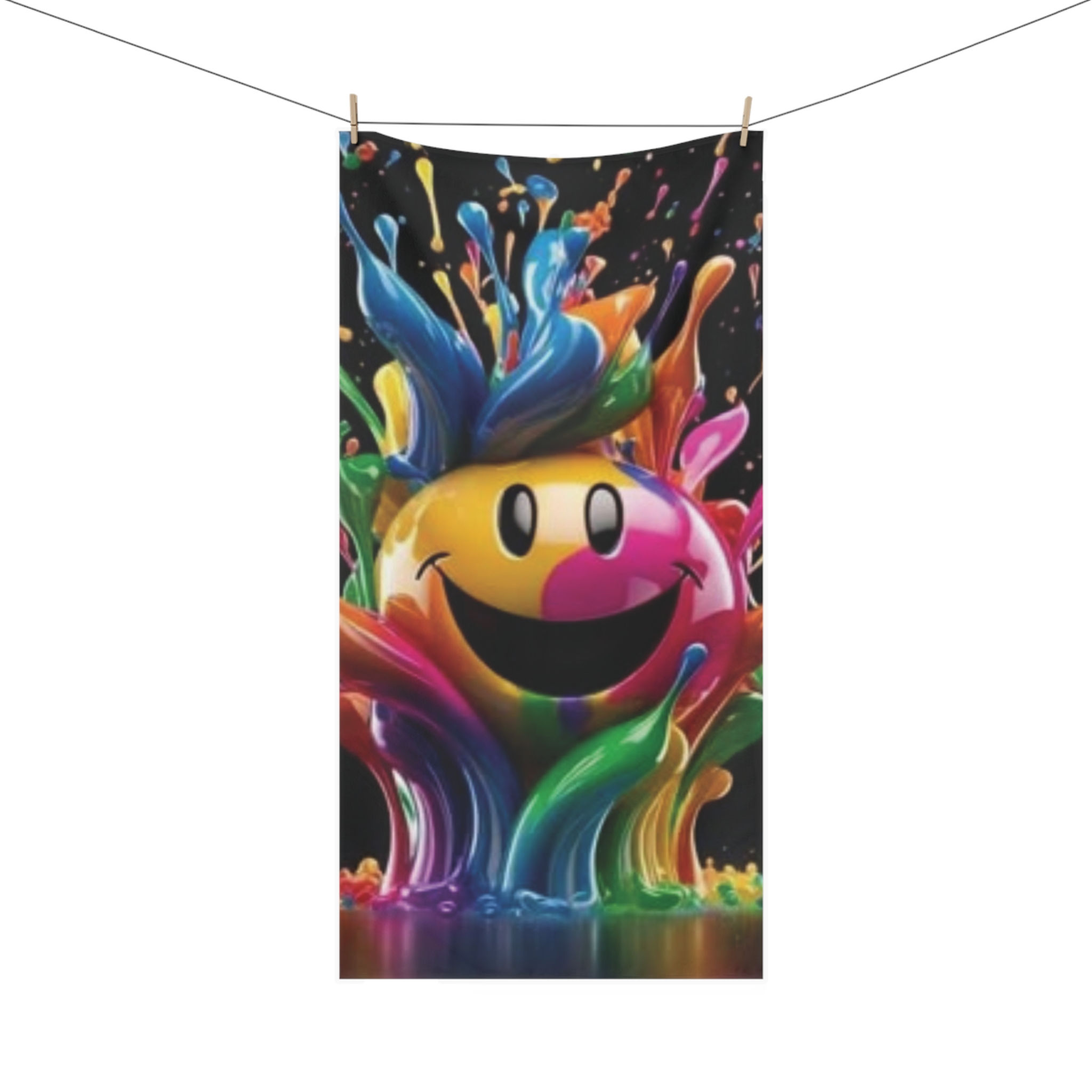 Colorful Smiley Face Mink-Cotton Towel