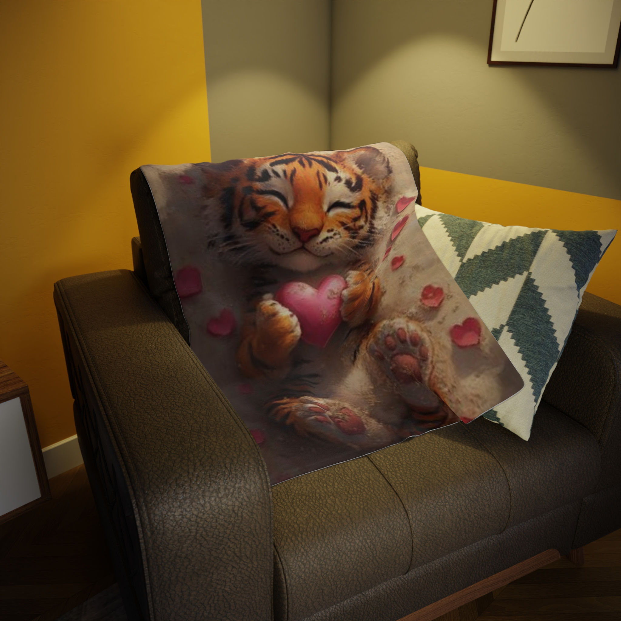 Cute Tiger Love Throw Blanket 