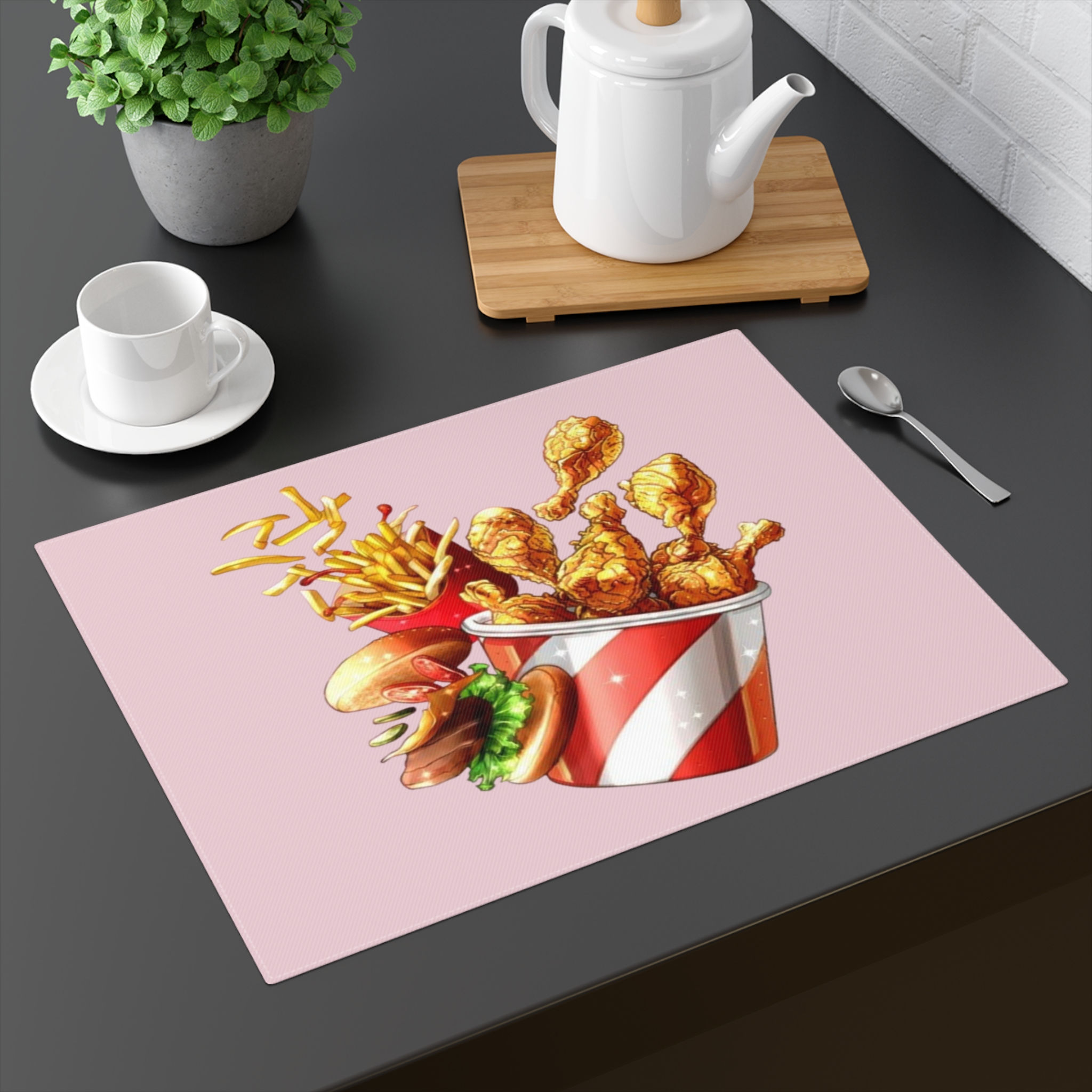 Fast Food Bucket Placemat — Fried Chicken, Burger & Fries Table Mat