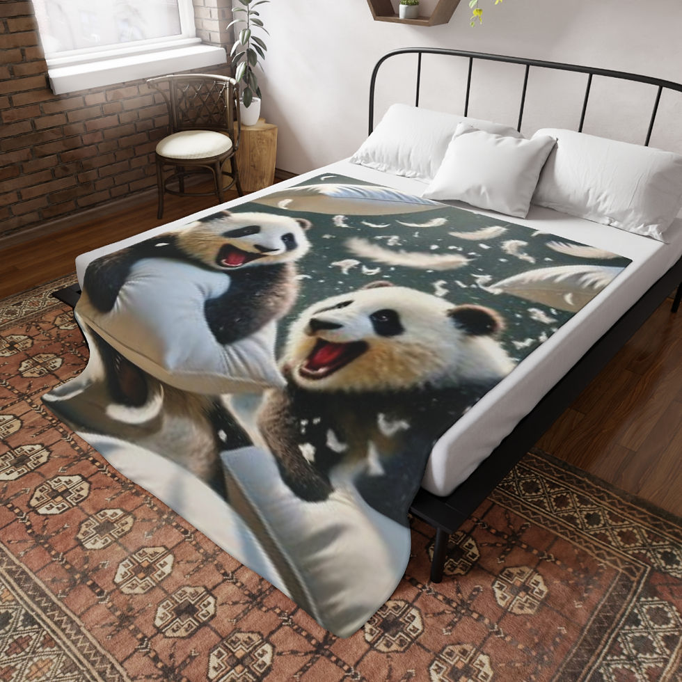 Thumbnail: Cute Panda Pillow Fight Throw Blanket 