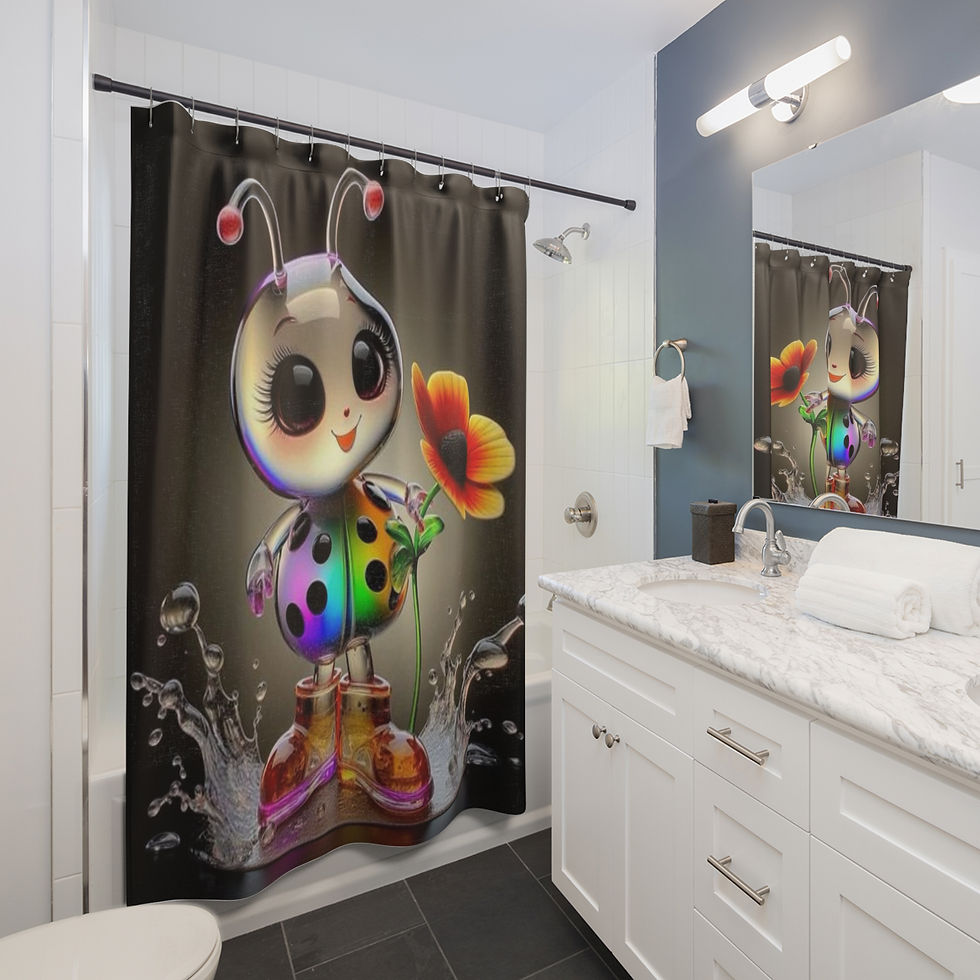 Thumbnail: Cute Rainbow Ladybug Shower Curtain 