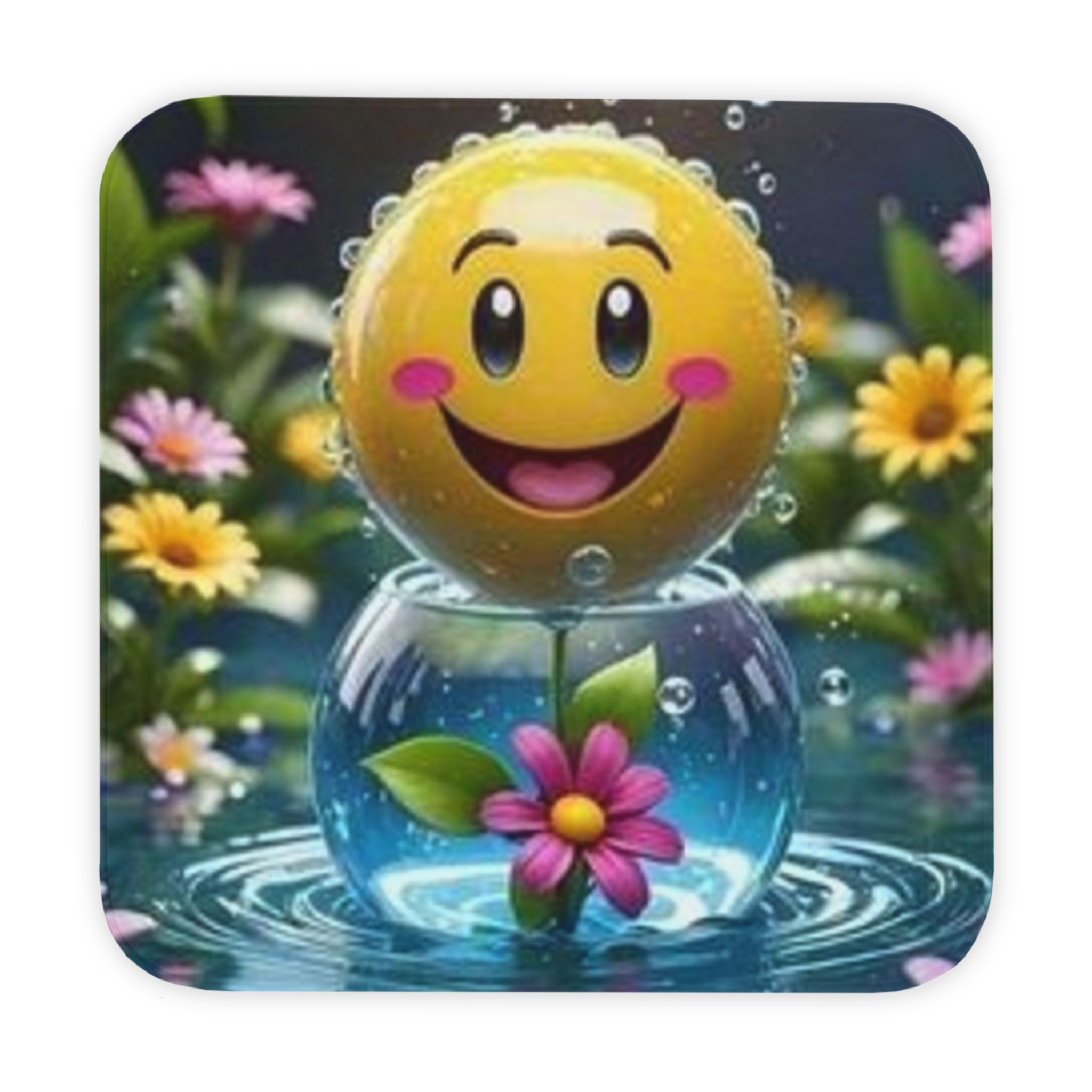Hooded Baby Towel  Smiley Flower Garden Bath Wrap