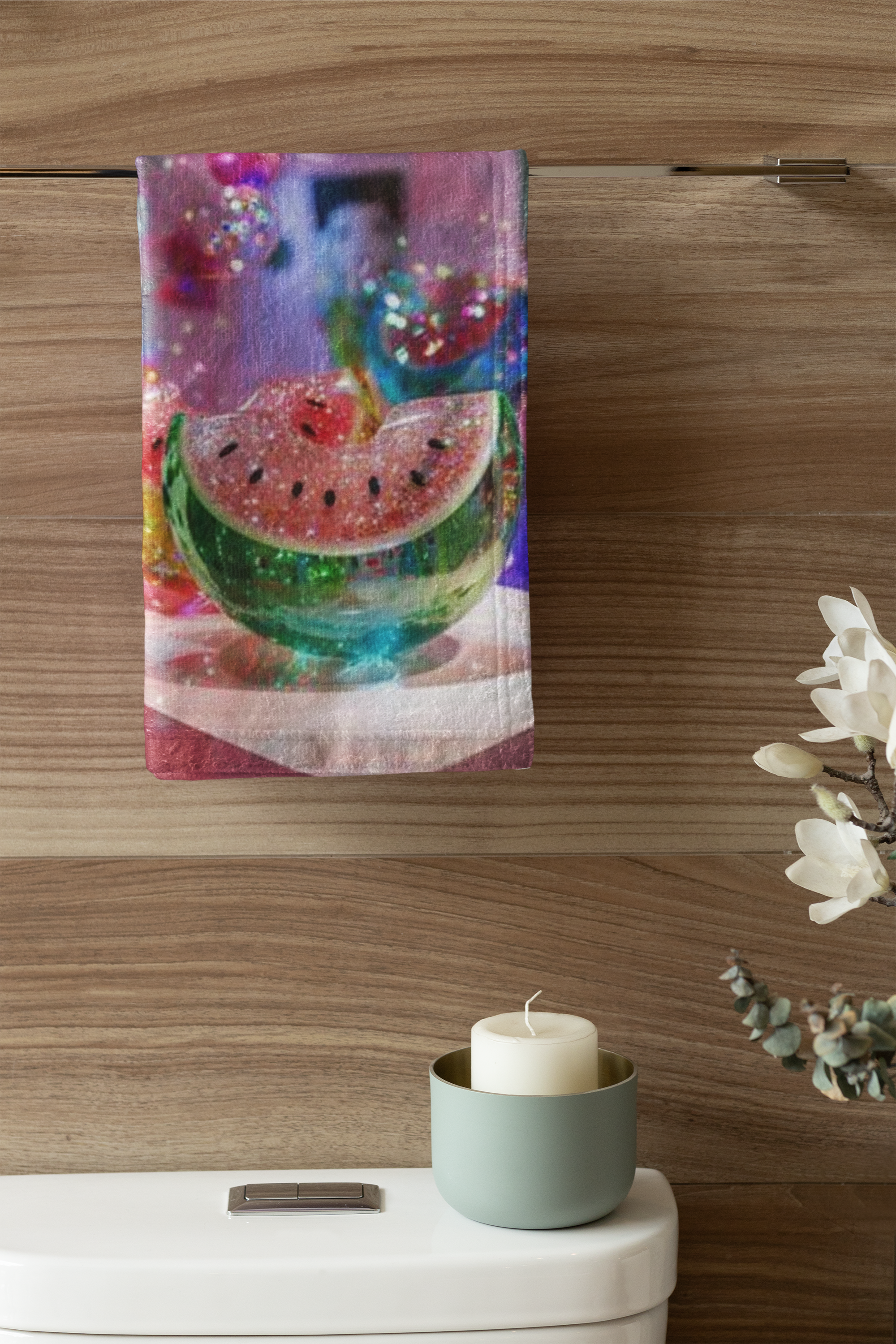 Glitter Watermelon Hand Towel Sparkling Summer Kitchen & Bath Accent