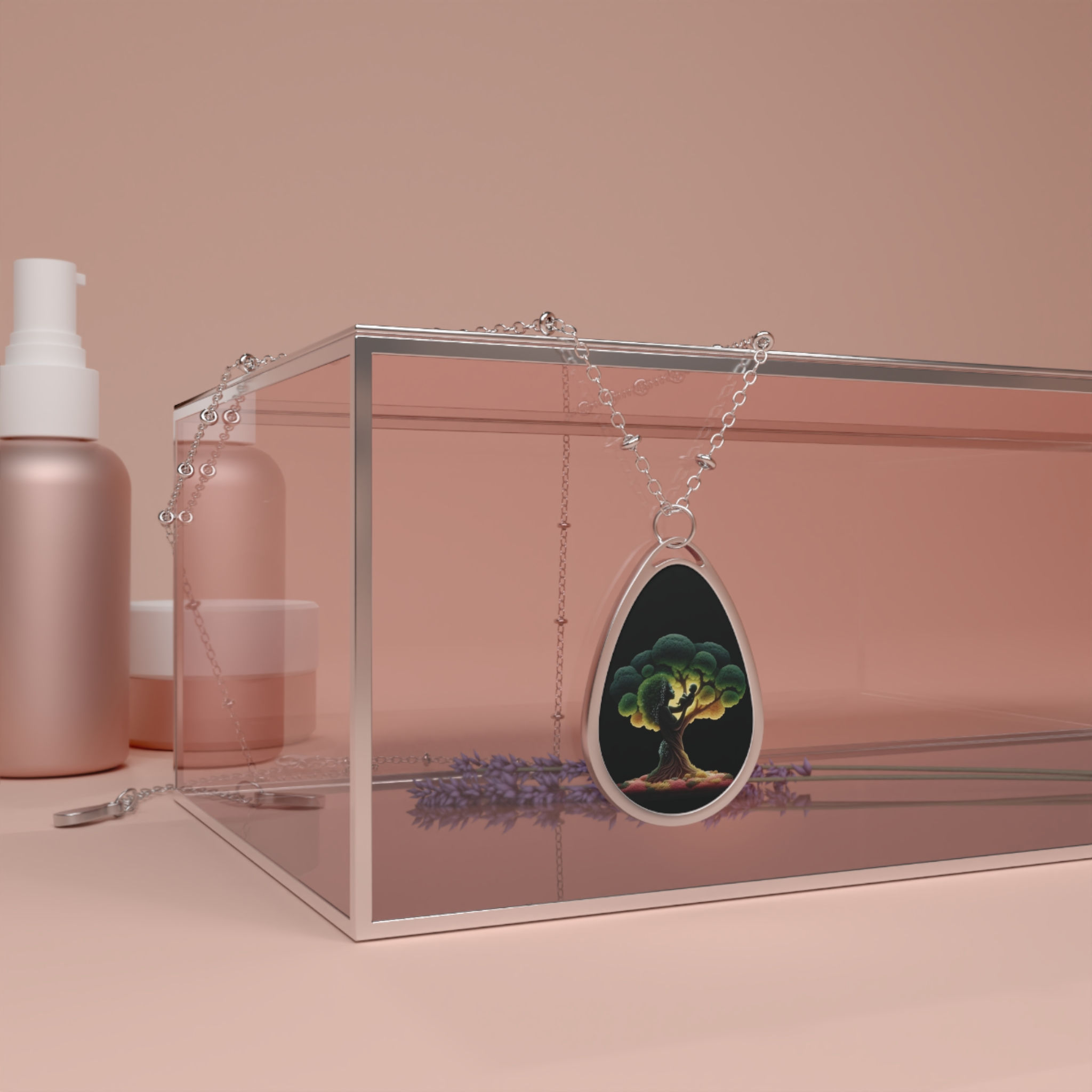 Mother & Baby Tree Oval Necklace