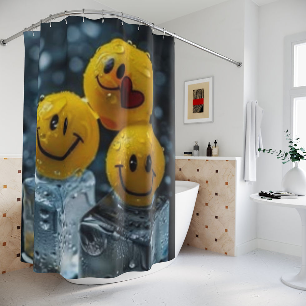 Thumbnail: Smiley Emoji Hearts Shower Curtain 