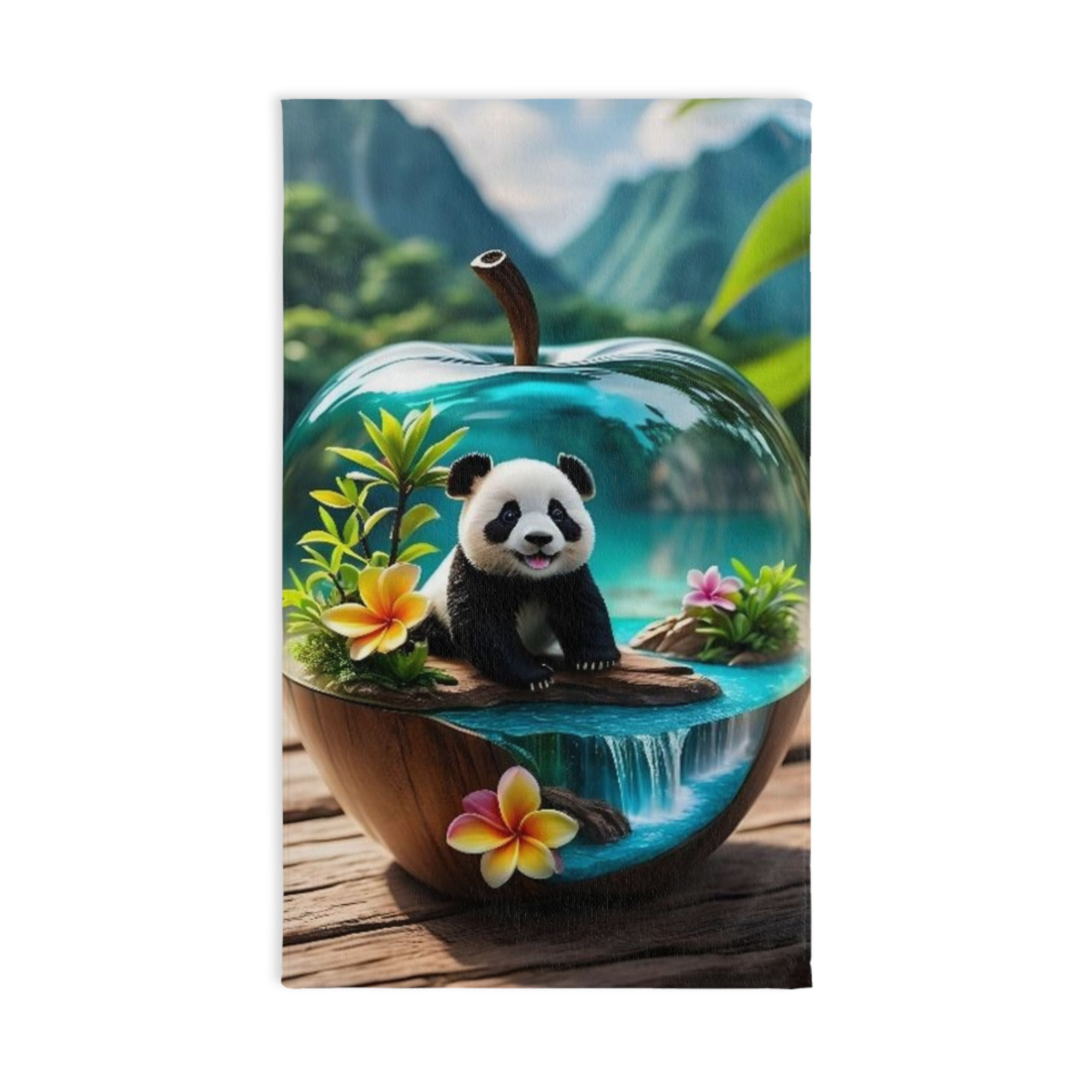 Panda Apple Terrarium Hand Towel