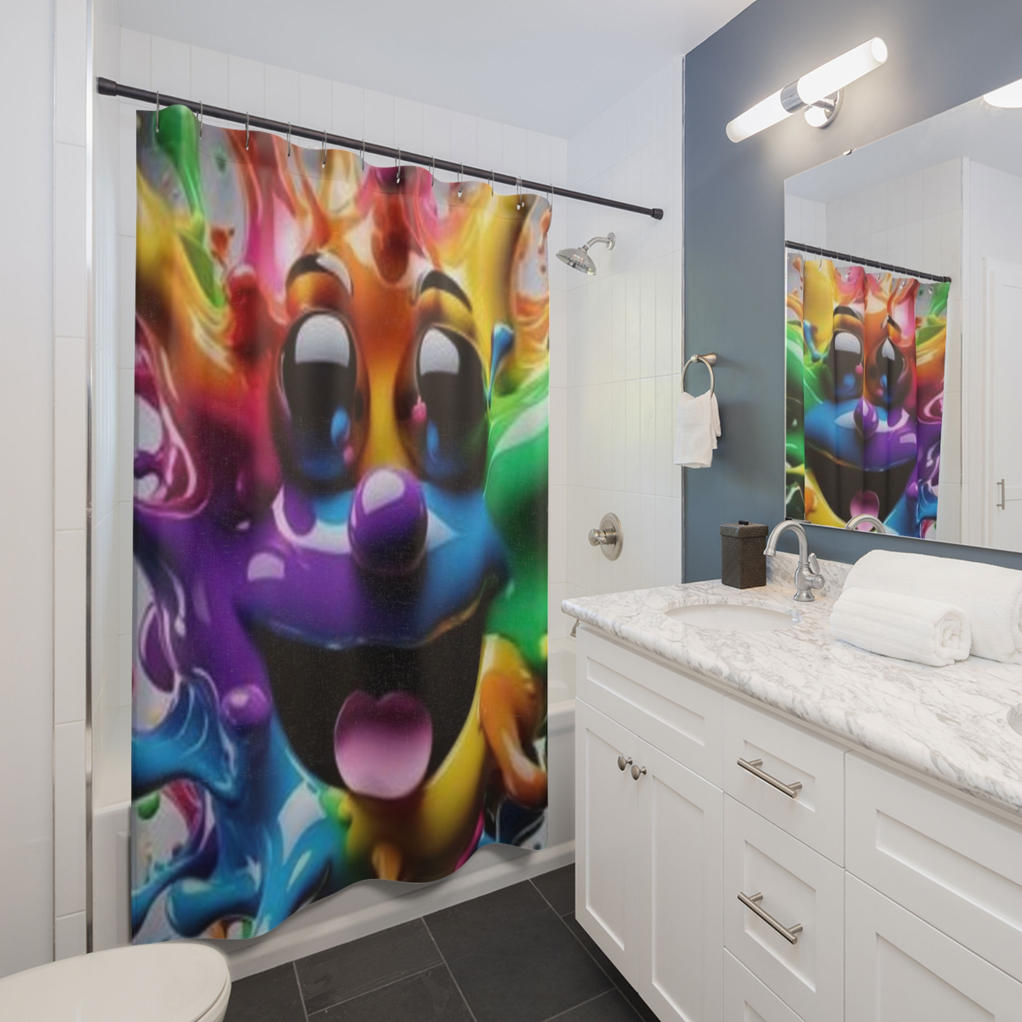 Colorful Smiley Splash Shower Curtain 