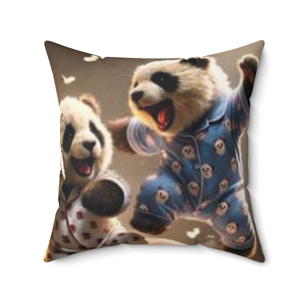 Thumbnail: Playful Panda Faux Suede Square Pillow 