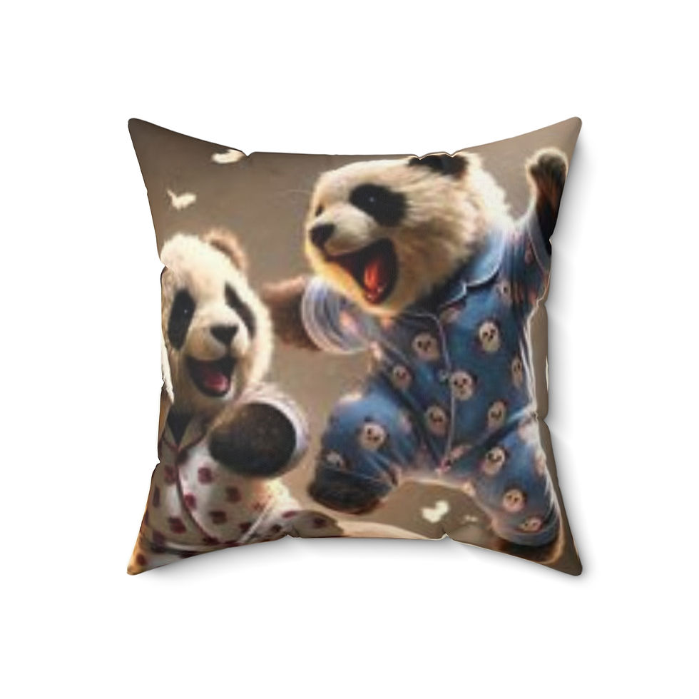 Thumbnail: Playful Panda Faux Suede Square Pillow 