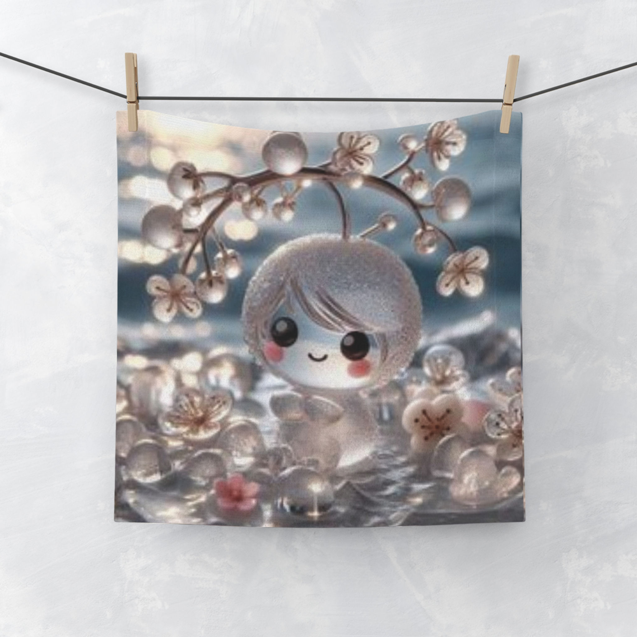 Whimsical Floral Face Towel