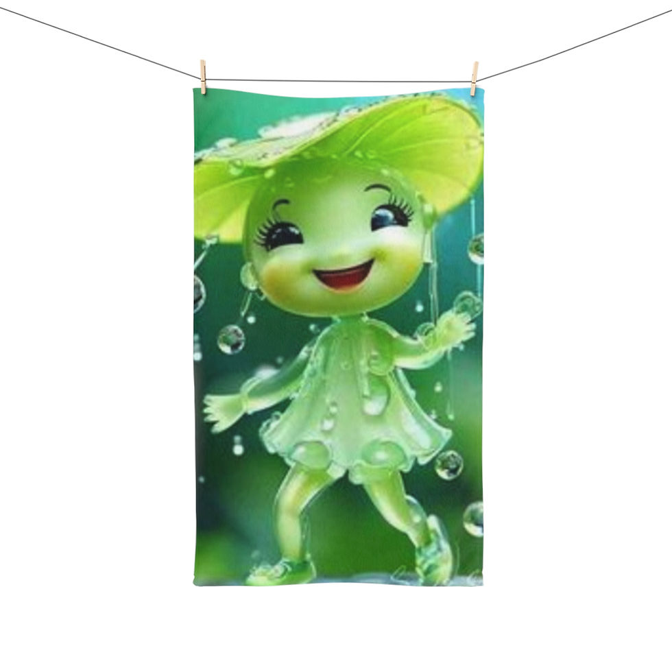 Thumbnail: Cute Green Rain Sprite Hand Towel 