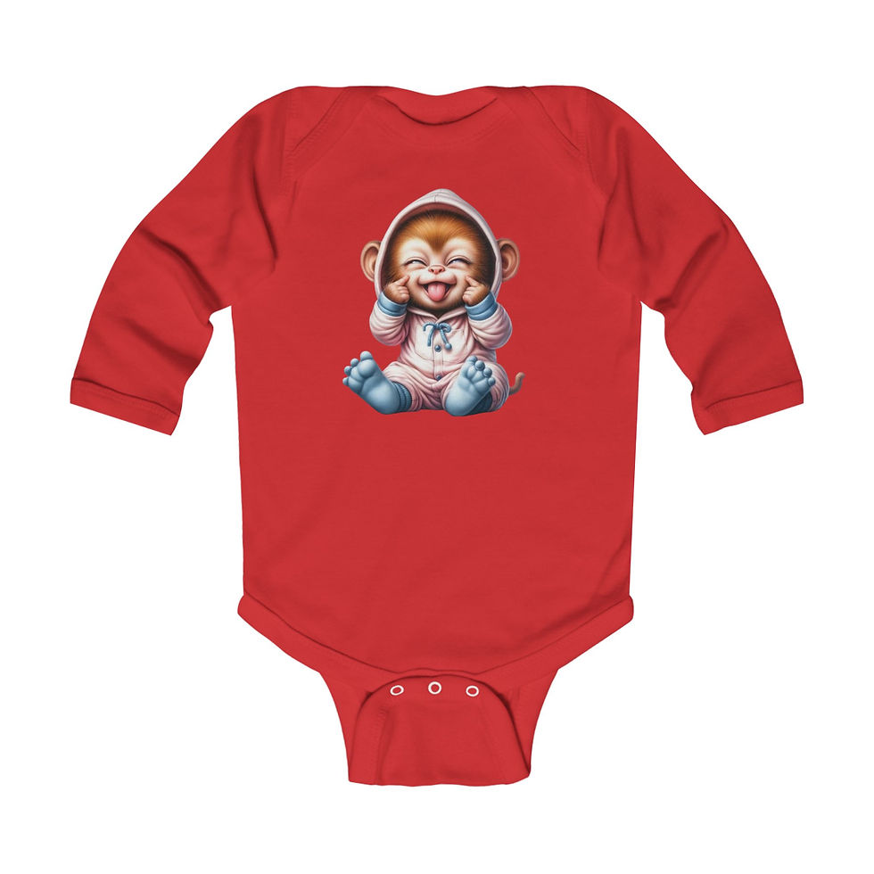 Thumbnail: Smiling Monkey Long Sleeve Onesie