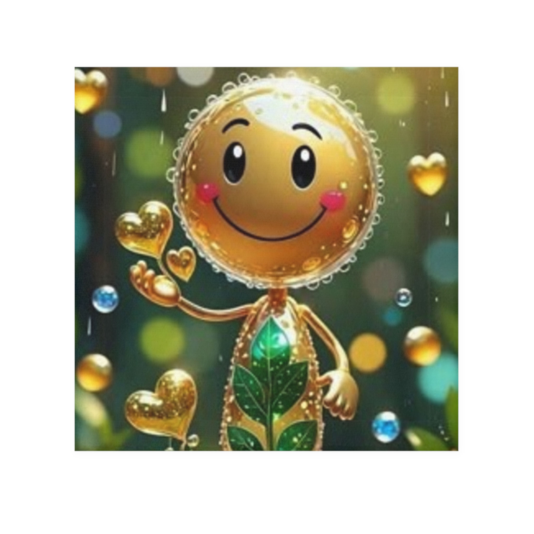 Smiley Gold Heart Face Towel