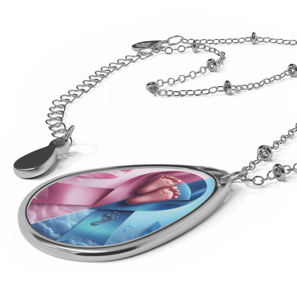 Thumbnail: Oval Necklace Baby Feet  Pendant