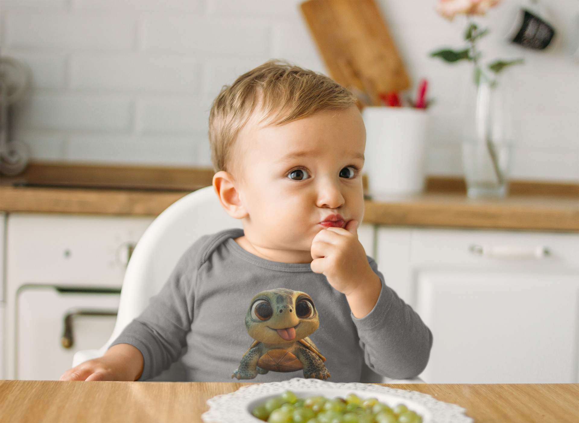  Turtle Face Long Sleeve Onesie