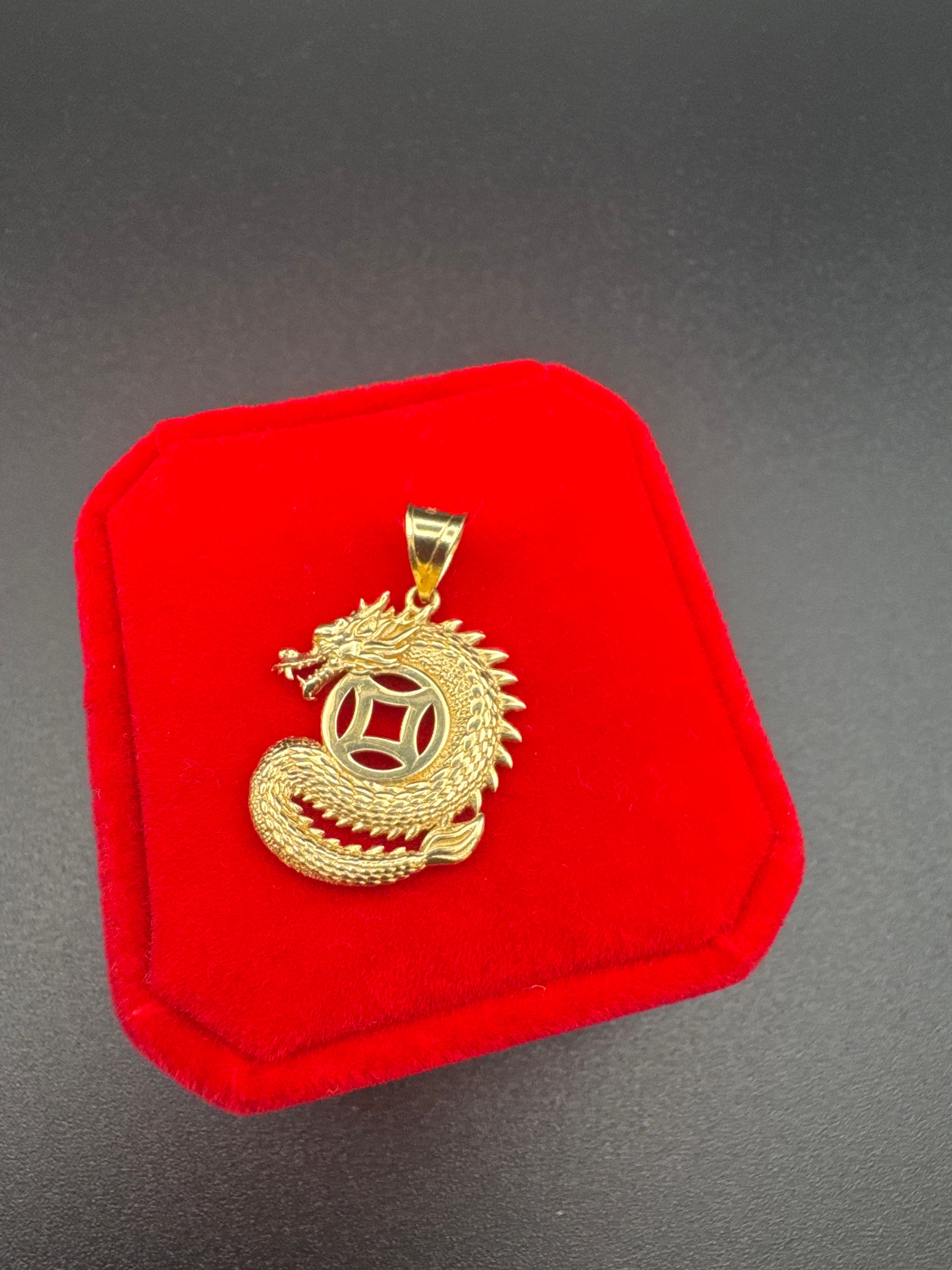 18K Yellow Gold Dragon Pendant