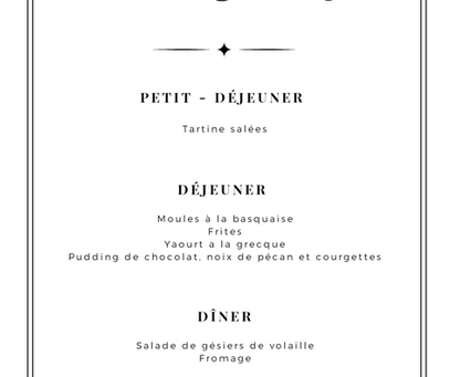 Menu du 18 septembre
