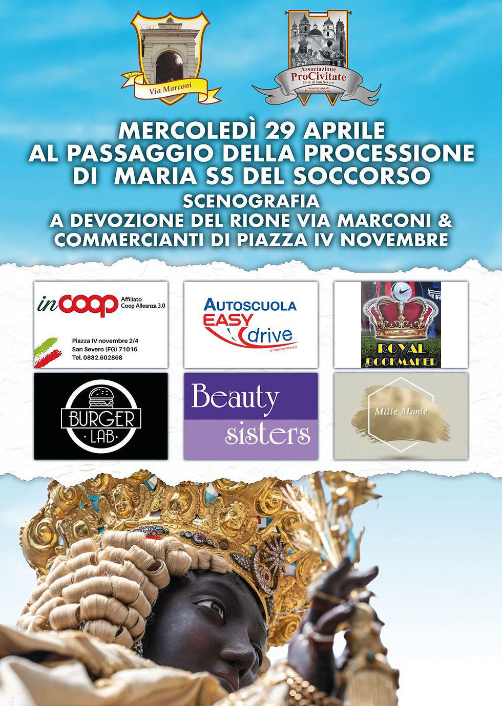 Il Rione Via Marconi realizza una scenografia al passaggio della Madonna del Soccorso