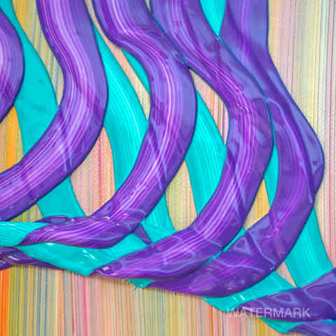 This is a Macro photograph of fresh 
 creamy paint lines laid down on canvas by Milan Sipek's 3D LinearT painting machine.