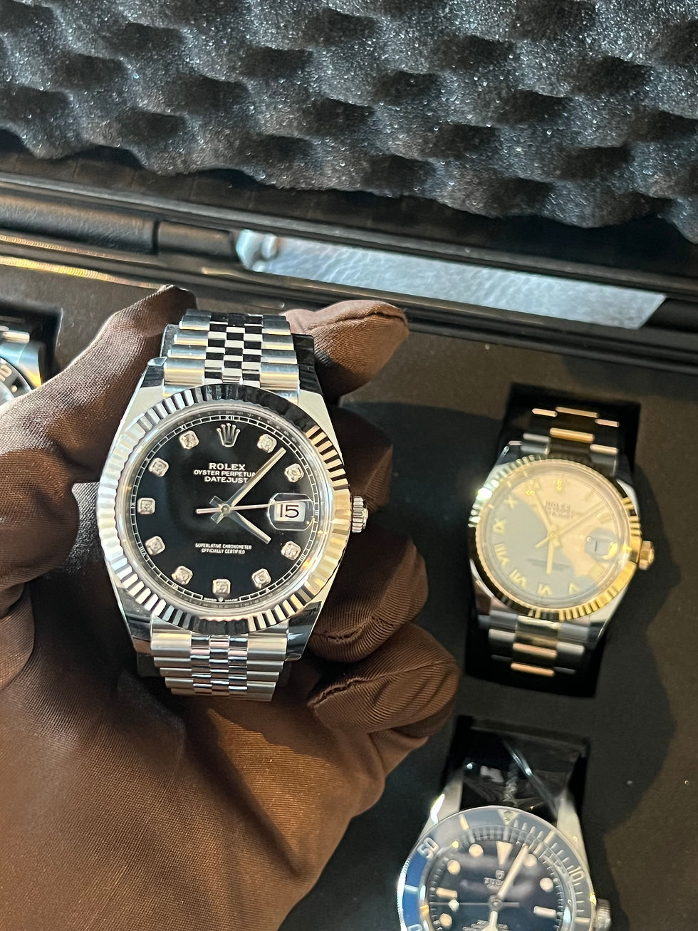 Diamond Watch Rolex Datejust 41mm Black Dial Jubilee