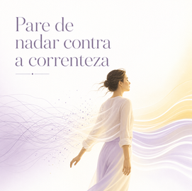 Ilustração de pessoa deixando de nadar contra a correnteza e seguindo o fluxo da vida com mais leveza