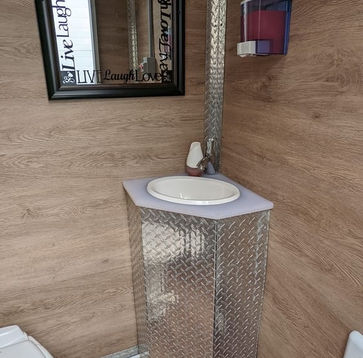 Interior of portable washroom