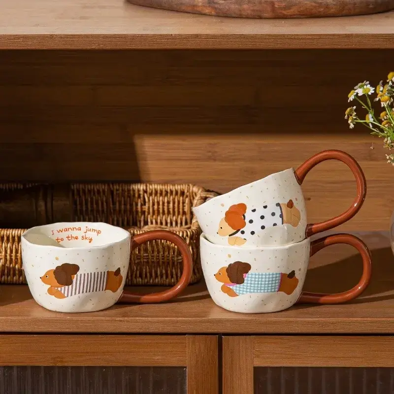 300ML Ceramic Mug Cartoon Cup Cute Puppy Pattern Coffee Cup Juice Breakfast Milk