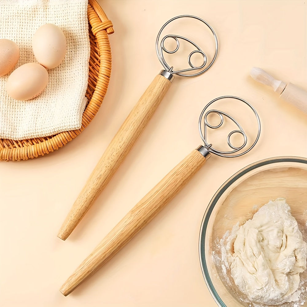 Large Hand Danish Dough Whisk Bread Mixer Stainless Steel Cake Pastry Dough Mixe